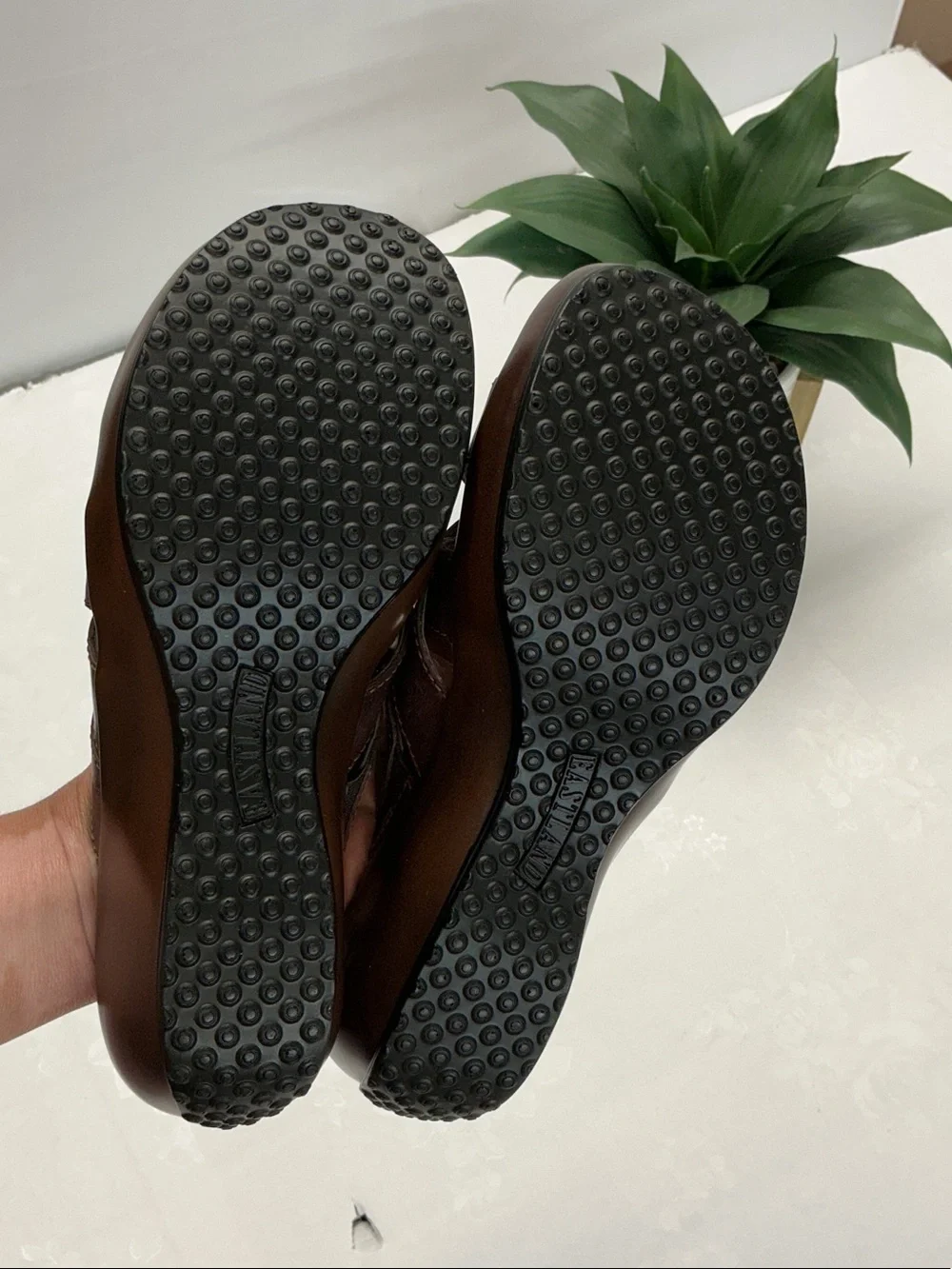 Eastland Men's Dark Brown Leather Crossover Slide Sandals